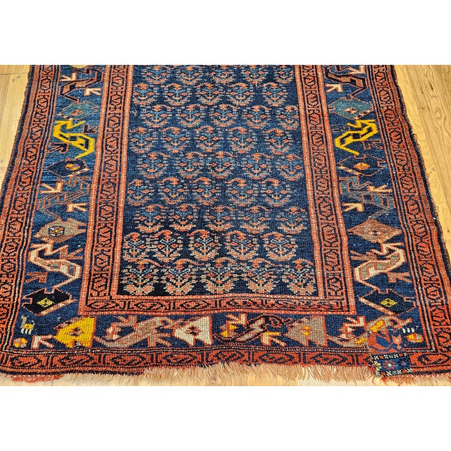 Antique Persian Bidjar Rug, Hand-Knotted Wool, Allover Paisley Pattern. Blue & Green, 4x6 For Sale - Image 11 of 16