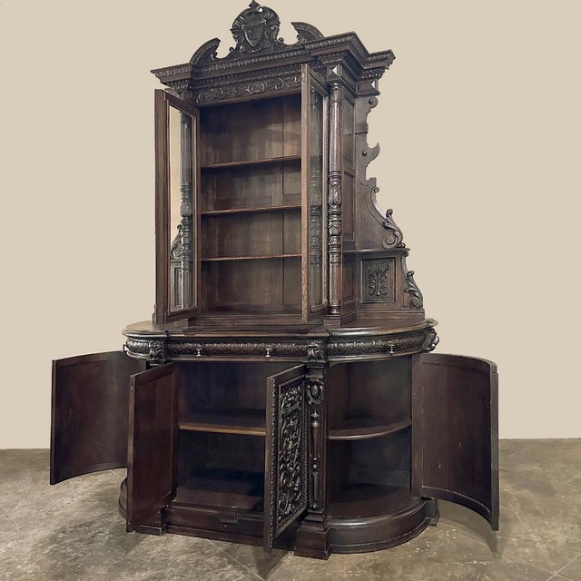Renaissance 19th Century French Renaissance Two-Tiered Bookcase ~ Bibliotheque For Sale - Image 3 of 18