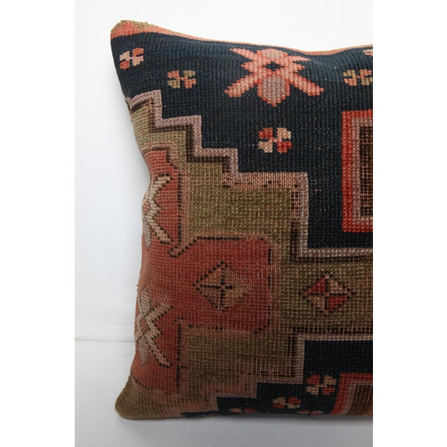 Handwoven Antique Caucasian Kazak Rug Pillow Cover -20'' X 20'' For Sale - Image 9 of 10