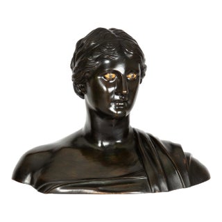Rare Italian Antique Grand Tour Bronze Sculpture Bust of So-Called Sappho For Sale