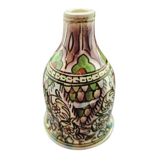 Vintage Turkish Hand-Painted Ceramic Vase For Sale