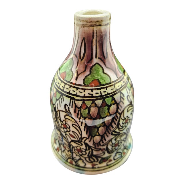 Vintage Turkish Hand-Painted Ceramic Vase For Sale