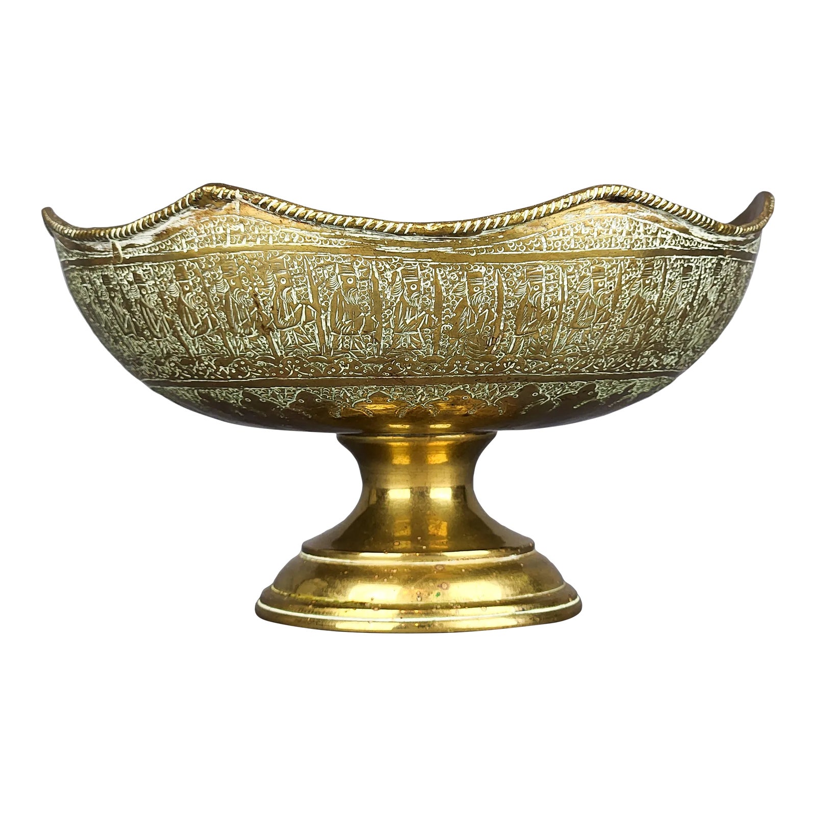 Antique 19th Century Persian Bronze Pedestal Bowl Chairish