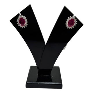 Elegant 18k Gold Diamond 0.59ct & 1.92ct Ruby Stud Earrings, Pair For Sale