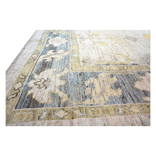 Textile 21st Century Turkish Oushak Wool 10x13 Ivory, Slate & Yellow Handmade Area Rug #1144125 For Sale - Image 7 of 15