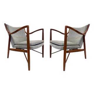 Danish Modern Model 45 Lounge Chair, Finn Juhl Manner, Pair For Sale