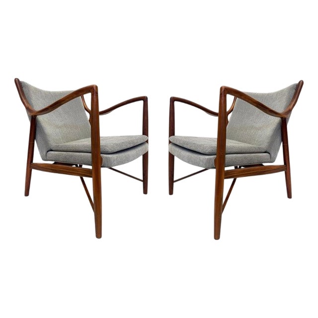 Danish Modern Model 45 Lounge Chair, Finn Juhl Manner, Pair For Sale