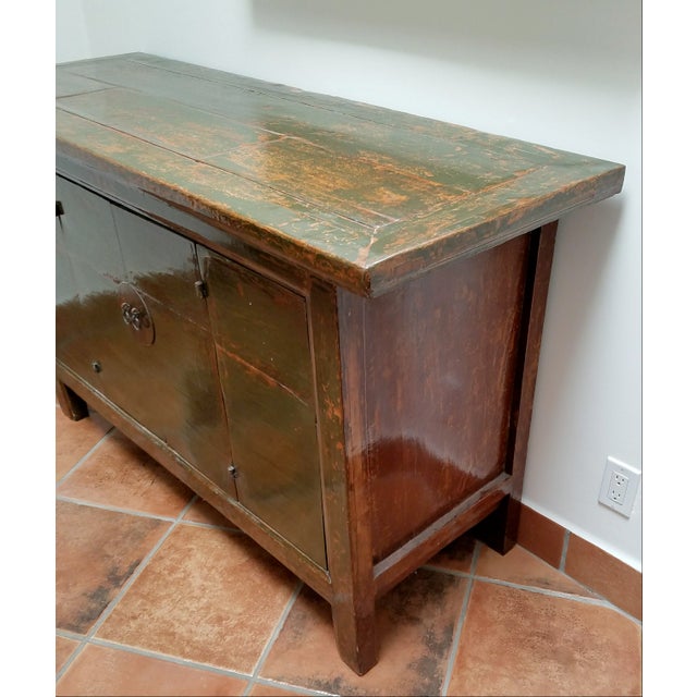 Antique Chinese Green/Brown Lacquer Sideboard Chairish