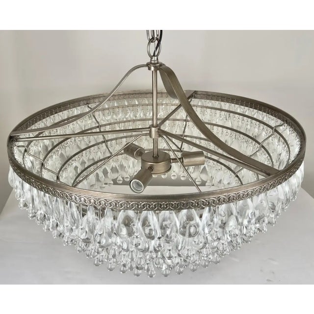 Metal Hollywood Regency Style Circular Cascade Design Crystal Chandelier For Sale - Image 7 of 12