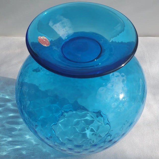 Mid 20th Century Italian Mid-Century Empoli Blue Glass Optic Snifter For Sale - Image 5 of 8