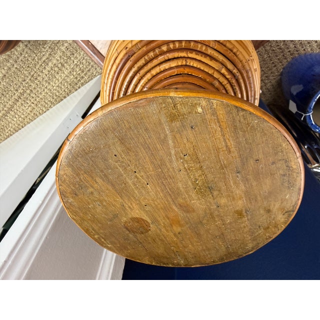 1970s Vintage 1970s Italian Pencil Reed Rattan Footed Planter For Sale - Image 5 of 8