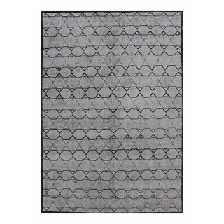 Geometric Area Rug by Keivan Woven Arts, Black and Ivory, Modern 6'1 X 9'2 For Sale