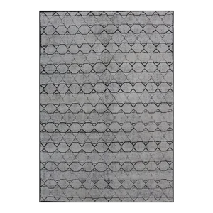 Geometric Area Rug by Keivan Woven Arts, Black and Ivory, Modern 6'1 X 9'2