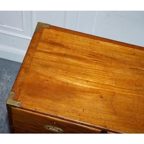 Brown Antique Satinwood Military Campaign Chest of Drawers, 1800s For Sale - Image 8 of 18