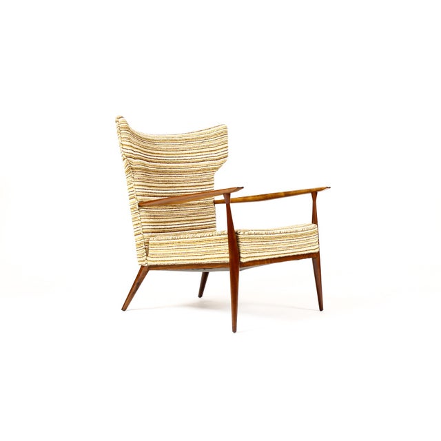 Brown 1960s Mid Century Wingback Lounge Chairs Attributed to Paul McCobb for Directional — Walnut Frames — Reupholstery Included For Sale - Image 8 of 16