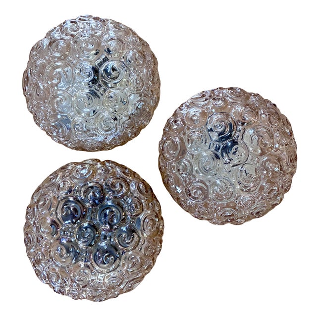 Amber Bubble Wall Lights, 1960s, Set of 3 For Sale