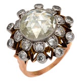19th Century Victorian 2.80 Carat Rose Cut Diamond 18k Rose Gold Cluster Ring, Size 6.5 For Sale