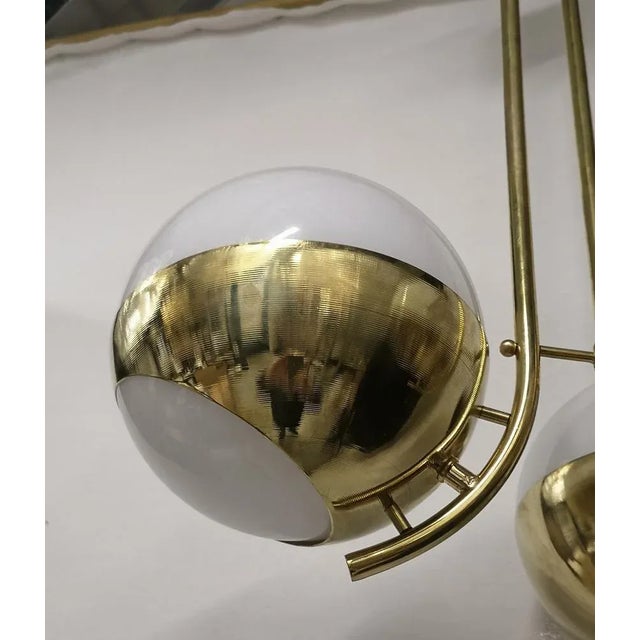 Metal Round Murano Glass and Brass Chandelier, 2000s For Sale - Image 7 of 10
