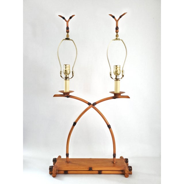 Lamp French Bouillotte Style in Metal Faux Bamboo For Sale In Miami - Image 6 of 13