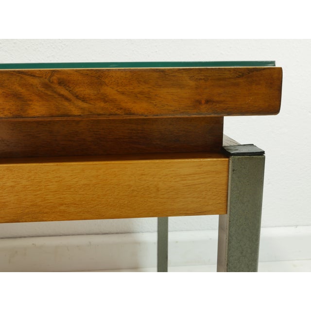 Wood Mid-Century Coffee Table with Glass Top and Tubular Steel Legs, 1960s For Sale - Image 7 of 11