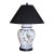Late 20th Century Chinese Chinoiserie Porcelain Table Lamp With Relief Floral Motif & Black Shade, 30"h For Sale