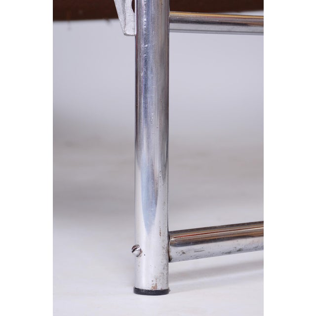 Bauhaus Bauhaus Leather and Tubular Chrome Sofa attributed to Robert Slezák, Czech, 1930s For Sale - Image 3 of 15