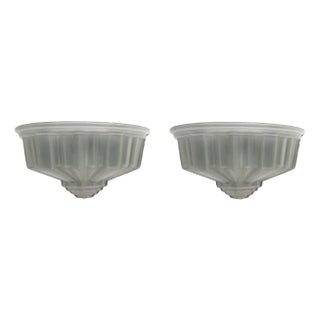 French Art Deco Frosted Glass Sconces, 1930s, Set of 2 For Sale