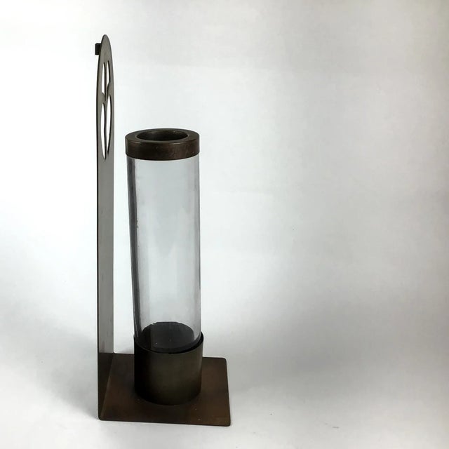 Vintage Brass & Glass Wall Hanging Candle Holder For Sale - Image 4 of 12