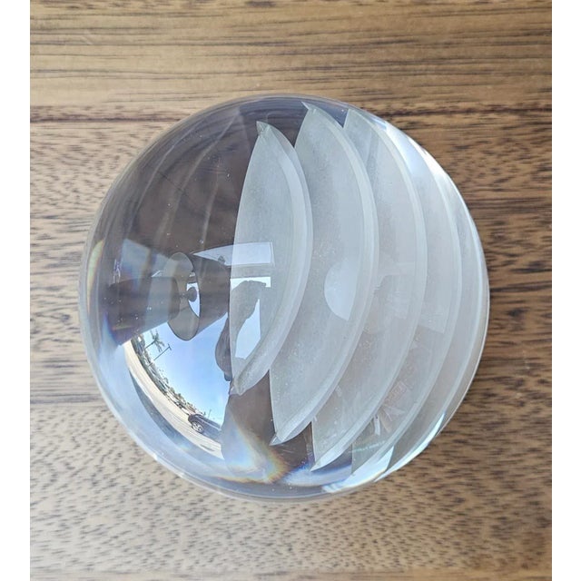 RARE!!! Stunning vintage Murano Barbini Oggetti signed large blown glass sphere featuring horizontal cuts, base is signed...