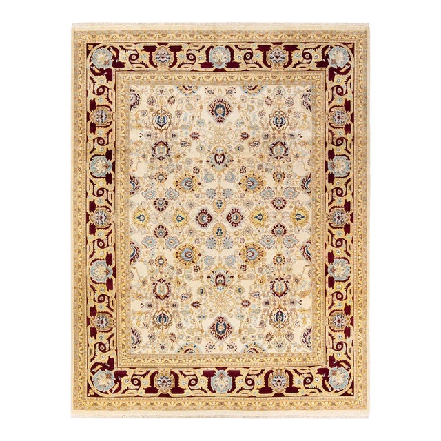 Ivory Eclectic, One-of-a-Kind Hand-Knotted Area Rug in Ivory, 8' 10" x 11' 10" For Sale - Image 8 of 8
