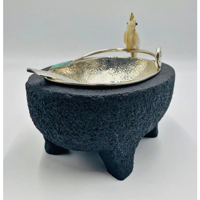 1980s Emilia Castillo Cockatoo Silver Bowl With Volcanic Rock Base, 1980s For Sale - Image 5 of 18
