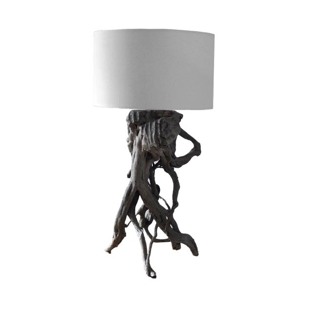 1970s Driftwood Lamp with Shade For Sale - Image 11 of 11