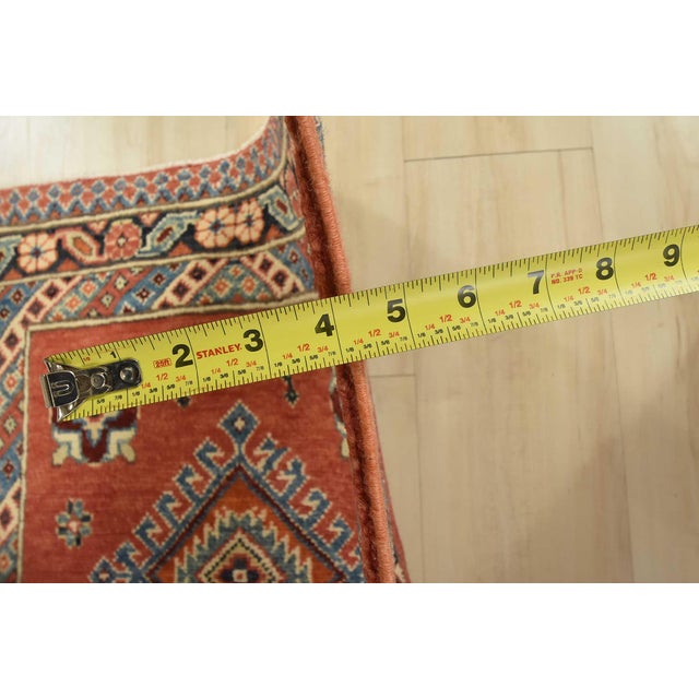 Kazak Runner 2’7” X 7’7” Red Wool Tribal Hand-Knotted Oriental Rug For Sale - Image 10 of 12