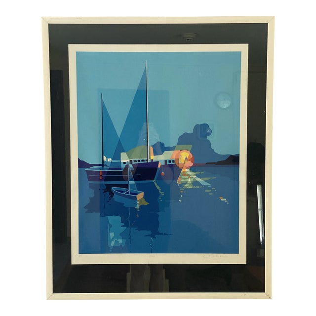 Norberto Santana Seascape Silkscreen Signed ‘Marina’ For Sale