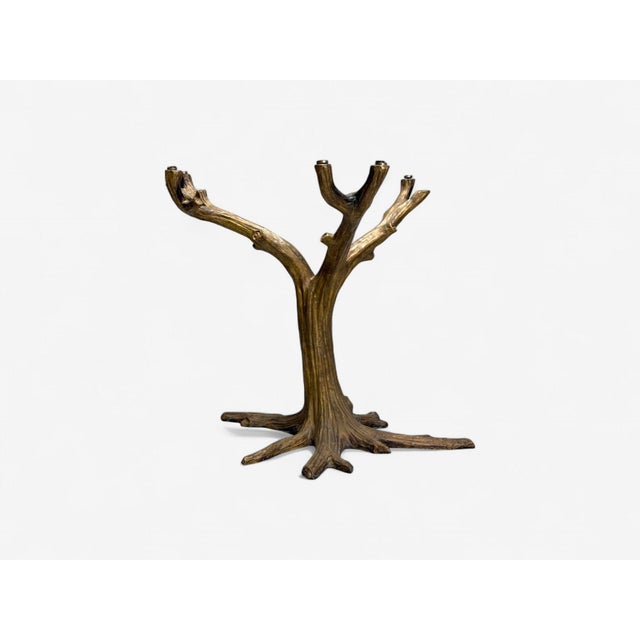 Organic Modern, Gilt Metal, Faux Bois Table Base, United States, 21st c. An interesting faux-bois gilt metal table base...