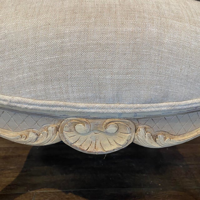 19th Century Updated Painted Louis XV Armchairs or Fauteuils -a Pair For Sale In Portland, ME - Image 6 of 13