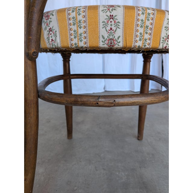 Vintage Bentwood Chair in Fabric and Cane Backrest, Yugoslavia, 1970s For Sale - Image 16 of 18