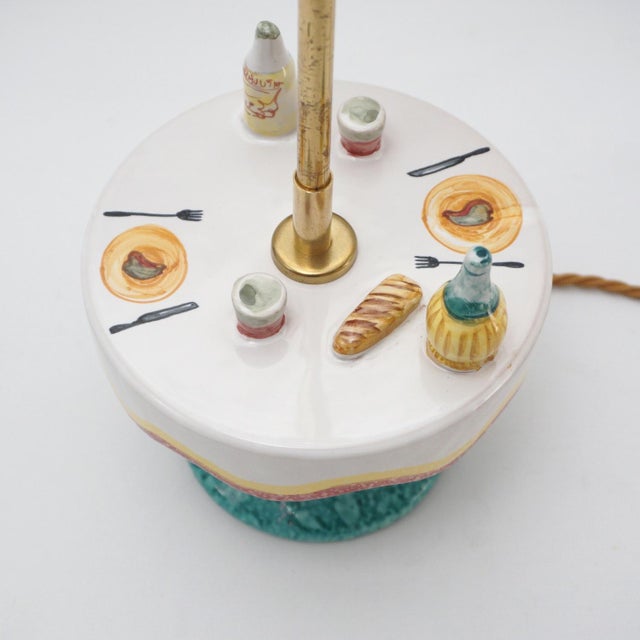 1950`s Italian Vintage Mid-Century Modern Florentine Ceramic Table Lamp by Maf (Manifattura Artistica Fiorentina) - Rewired For Sale - Image 14 of 14