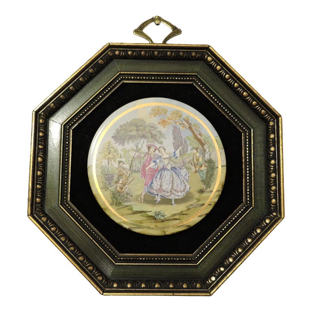 Vintage 60's Sungott Art Studios New York Hand Painted Porcelain Framed Wall Hanging For Sale