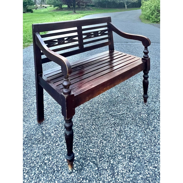 Rustic Balinese Teak Bench For Sale - Image 3 of 10