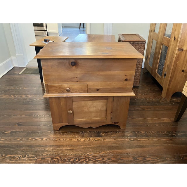 Brown Late 20th Century Rustic Pine Wood Dry Sink Cabinet / Blanket Chest – Country Primitive Storage For Sale - Image 8 of 12