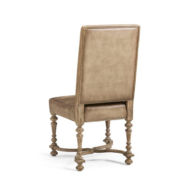 Early English Leather Upholstered Side Chair (Sets of 2) For Sale - Image 4 of 8