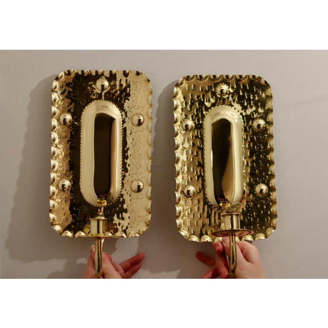 Mid-Century Swedish Brass Sconces by A. Eriksson Linberg, Set of 2 For Sale - Image 9 of 11