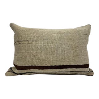 Turkish Hemp Pillow Cushion Natural Beige Brown Pillow Cushion Cover 16" x 24" For Sale
