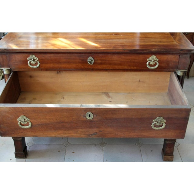 Italian Empire Chest of Drawers in Walnut with Bronze For Sale - Image 16 of 18