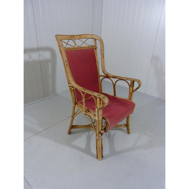 Wood Rattan & Fabric Armchair, 1930s For Sale - Image 7 of 18