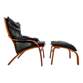 Set of Mid-Century Modern Lounge Chair and Ottoman by Swedese, 1960 For Sale