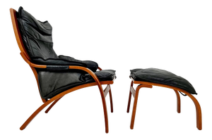 Set of Mid-Century Modern Lounge Chair and Ottoman by Swedese, 1960