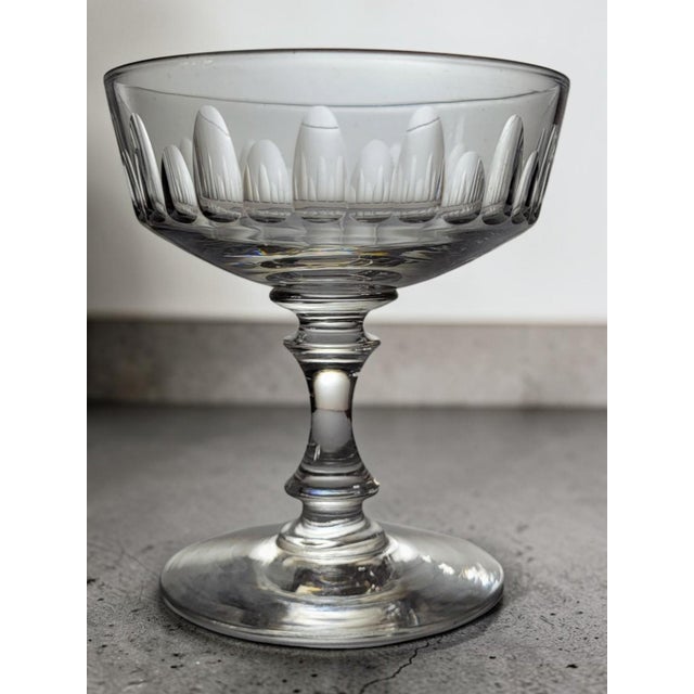 Vintage Crystal Champagne Glasses, 1950s, Set of 7 For Sale - Image 4 of 10