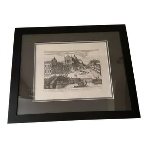Mid 20th Century Antique Century Italian Neoclassical Veduta Della Basilica Di S. Paolo Print Signed and Stamped, Framed